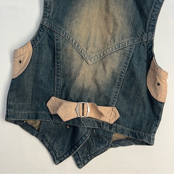 Vintage Miss Sixty Beaded Denim Vest Top - Picture 3 of 6